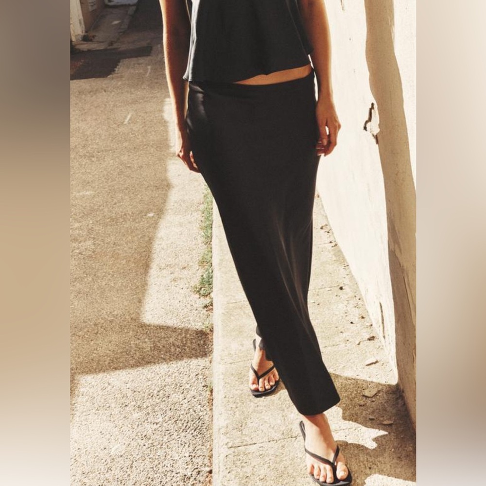 Zara black satin maxi skirt